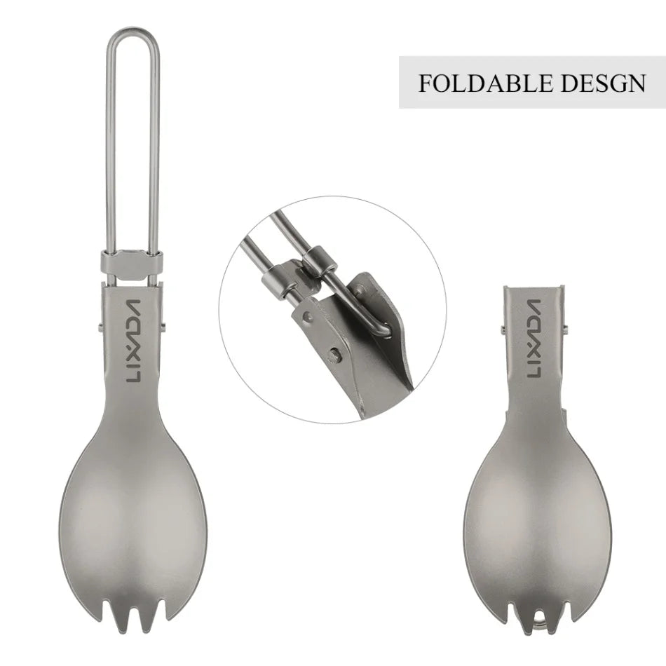 Titanium Cup with Folding Spork Set