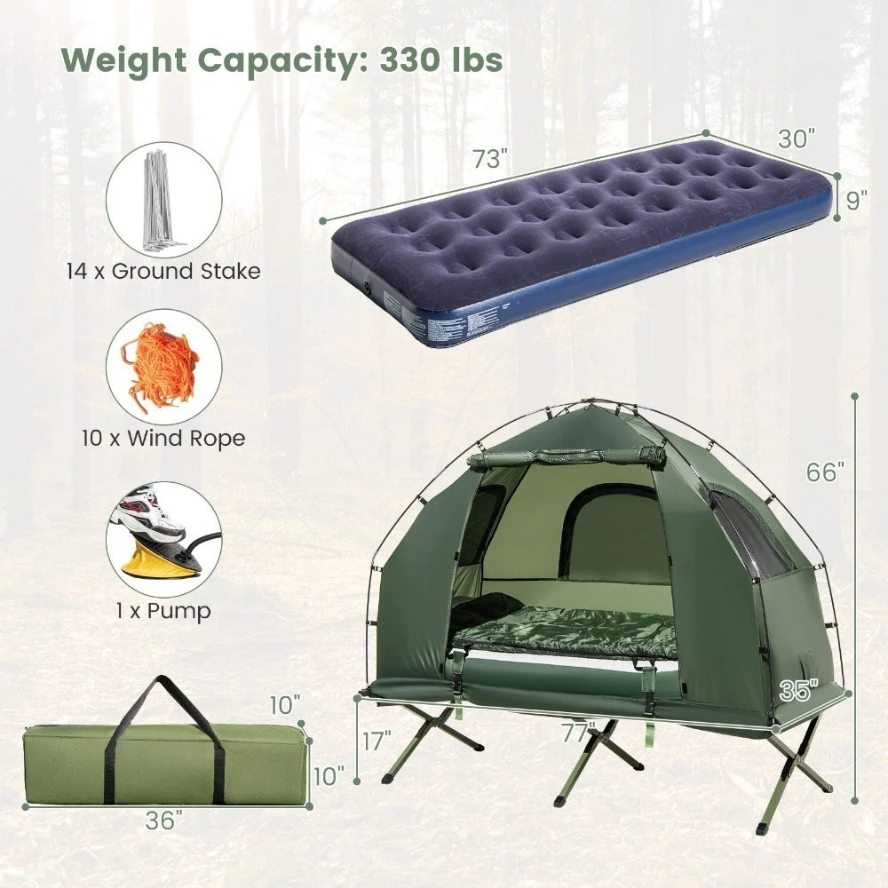 1-Person Tent Cot with Mattress & Pillow